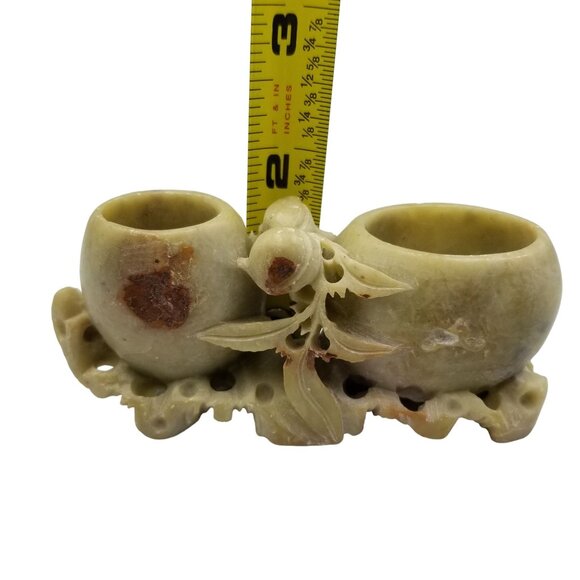 Vintage Chinese Carved Stone Double Vase With Floral Motif - Picture 9 of 12